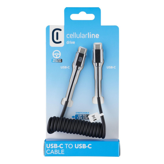 Кабел SPIRAL USB-C - USB-C до 120 см черен