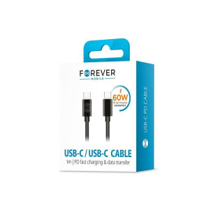 Кабел USB-C - USB-C Forever 1,0 м 60W черен
