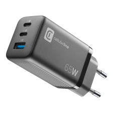 Зарядно 220V PD GaN USB, 2xUSB-C 65W