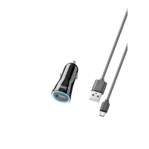 Зарядно за кола 12V Ploos в microUSB кабел, 2A, Черен