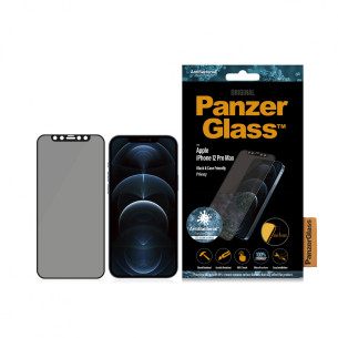 Стъклен протектор PanzerGlass за Apple Iphone 12 Pro Max 6.7 CaseFriendly AntiBacterial Privacy- Черен, 117941