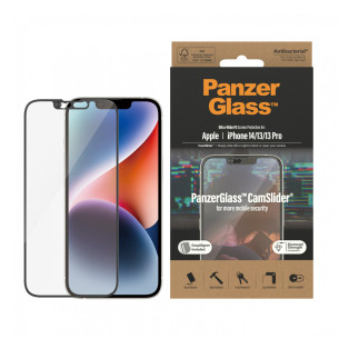 Стъклен протектор PanzerGlass за Apple Iphone 14 / 13/ 13 Pro, UWF, Camslider,Antibacterial - Черен