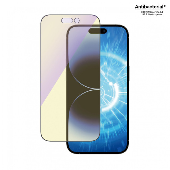 Стъклен протектор PanzerGlass за Apple Iphone 14 Pro Anti-Bluelight, CaseFriendly, Antibacterial, Черен
