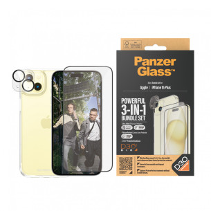 Стъклен протектор PanzerGlass за Apple iPhone 15 Plus UWF Bundle (UWF screen protector, HardCase, протектор за камера)