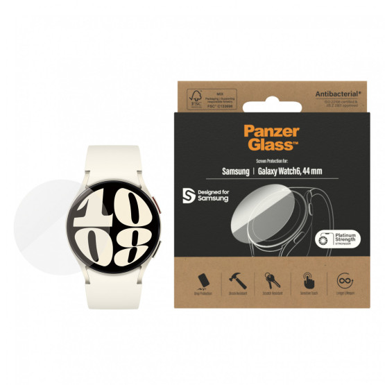Стъклен протектор PanzerGlass за часовник Samsung Watch 6, 44mm, Antibacterial