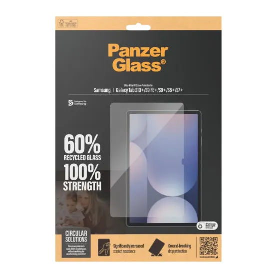 Стъклен протектор PanzerGlass за Samsung Galaxy Tab S10 Plus S9 Plus, S9 FE, S8 Plus, S7 Plus, CaseFriendly