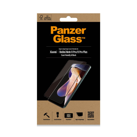 Стъклен протектор PanzerGlass за Xiaomi Redmi Note 11 Pro/ Note 11 Pro Plus CaseFriendly - Черен