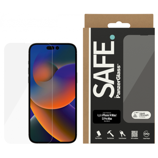 Стъклен протектор Safe за Apple iPhone 14 Plus/13 Pro Max, UWF- Черен