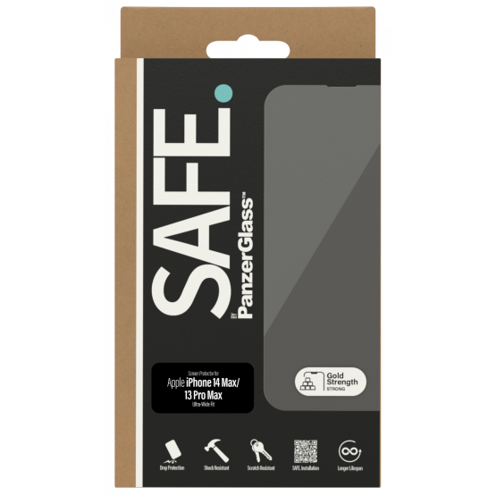 Стъклен протектор Safe за Apple iPhone 14 Plus/13 Pro Max, UWF- Черен