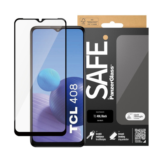 Стъклен протектор Safe за TCL 408 ,UWF - Черен