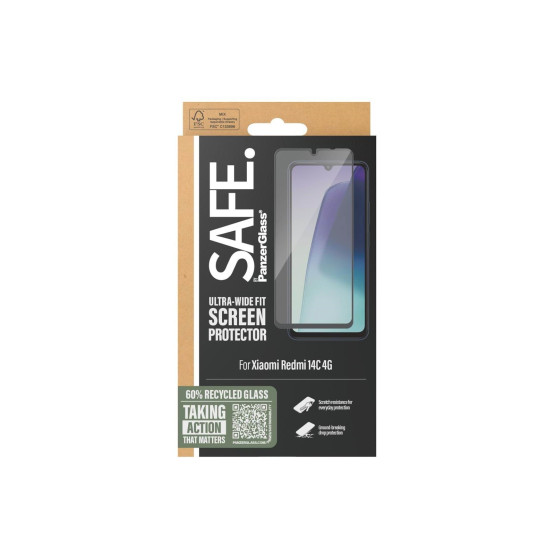 Стъклен протектор Safe за Xiaomi Redmi 14C 4G, UWF - Черен
