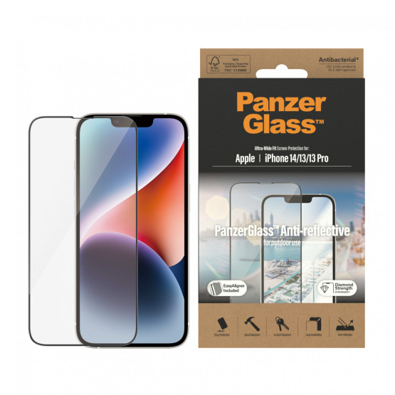Стъклен протектор PanzerGlass Apple iPhone 14/13/13 Pro UWF Anti-Reflective AB w. Applicator, Черен