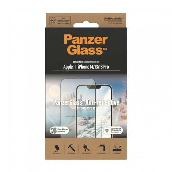 Стъклен протектор PanzerGlass Apple iPhone 14/13/13 Pro UWF Anti-Reflective AB w. Applicator, Черен