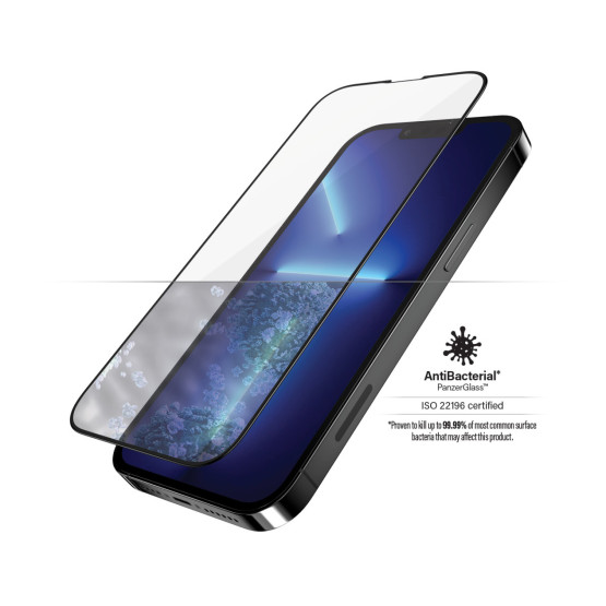 Стъклен протектор PanzerGlass за Apple Iphone 13 Pro Max 6.7 CaseFriendly, Antibacterial,Pro - Черен, 119582