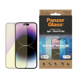 Стъклен протектор PanzerGlass за Apple Iphone 14 Pro Max Anti-Bluelight, CaseFriendly, Antibacterial, Черен