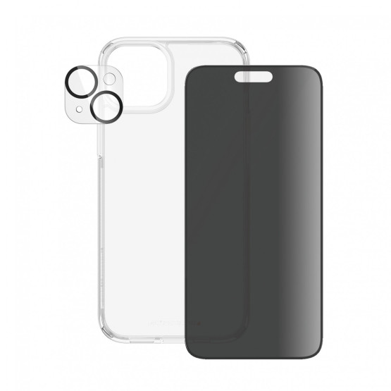 Стъклен протектор PanzerGlass за Apple iPhone 15 Plus UWF Privacy Bundle (UWF Privacy screen protector, HardCase, протектор за камера)