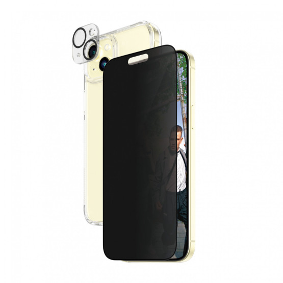 Стъклен протектор PanzerGlass за Apple iPhone 15 Plus UWF Privacy Bundle (UWF Privacy screen protector, HardCase, протектор за камера)