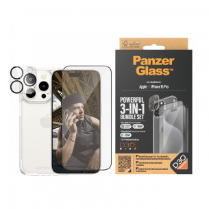 Стъклен протектор PanzerGlass за Apple iPhone 15 Pro UWF Bundle (UWF screen protector, HardCase, протектор за камера)