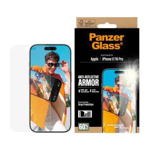 Стъклен протектор PanzerGlass за iPhone 17/iPhone 16 Pro, Anti-Reflective Armor , w. EasyAligner