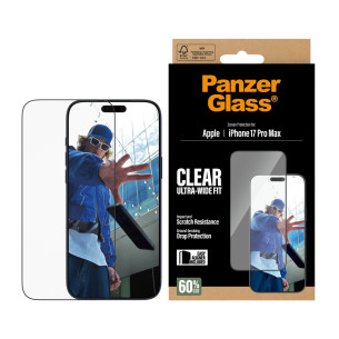 Стъклен протектор PanzerGlass за iPhone 17 Pro Max, Ultra-Wide Fit, Прозрачен