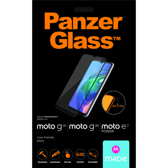 Стъклен протектор PanzerGlass за Motorola Moto G10 / Moto G30/ Moto E7 Power CaseFrienfly - Черно