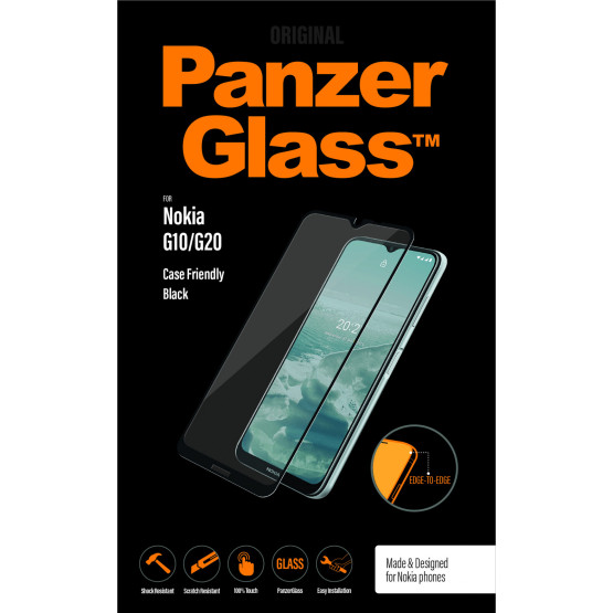 Стъклен протектор PanzerGlass за Nokia G10/G20 CaseFriendly - Черен