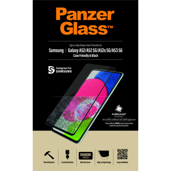 Стъклен протектор PanzerGlass за Samsung Galaxy A52/ A53 CaseFriendly - Черен