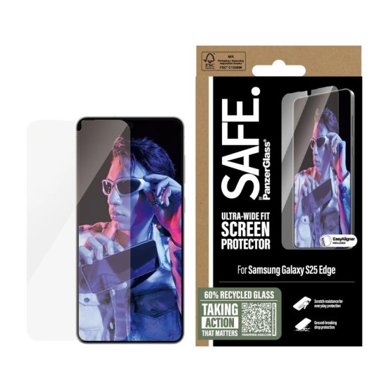 Стъклен протектор Safe за Samsung Galaxy S25 Edge, UWF, Прозрачен