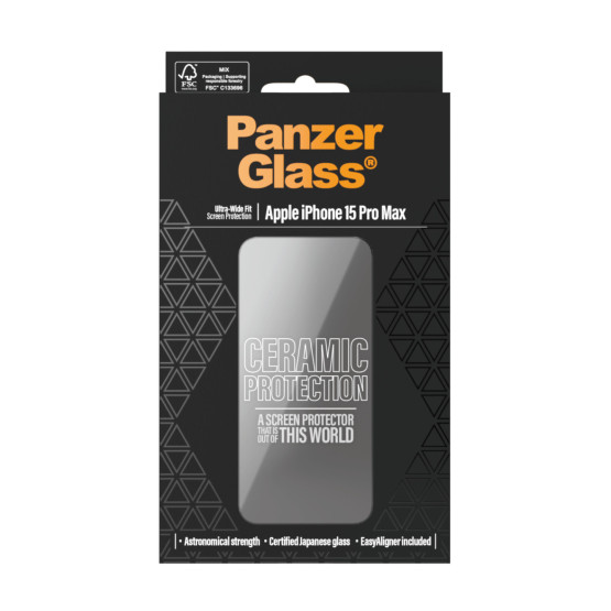 Стъклен протектор PanzerGlass Ceramic Protection за Apple iPhone 15 Pro Max UWF wA