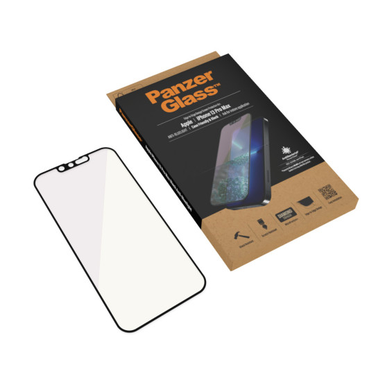 Стъклен протектор PanzerGlass за Apple Iphone 13 Pro Max 6.7 Anti-Bluelight, CaseFriendly, Antibacterial, Pro- Черен