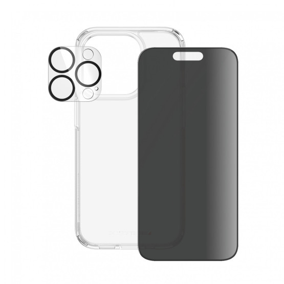 Стъклен протектор PanzerGlass за Apple iPhone 15 Pro UWF Privacy Bundle (UWF Privacy screen protector, HardCase, протектор за камера)