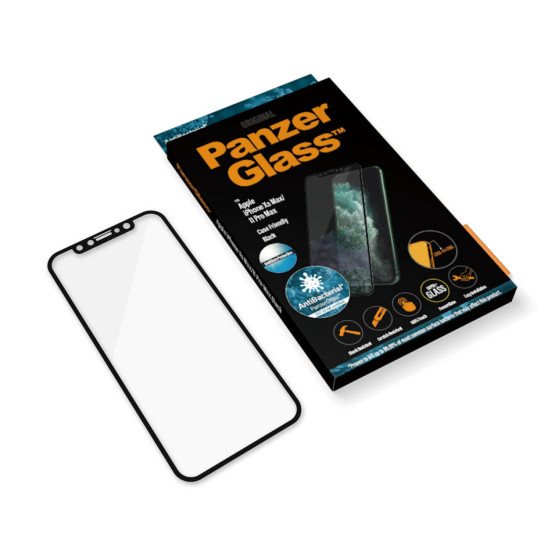 Стъклен протектор PanzerGlass за Apple Iphone Xs Max/11 Pro Max AntiGlare, AntiBacterial CaseFriendly, Black