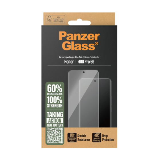 Стъклен протектор PanzerGlass за Honor 400 Pro 5G, UWF, Прозрачен