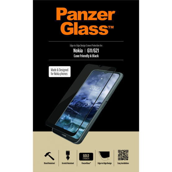 Стъклен протектор PanzerGlass за Nokia G11/G21 CaseFriendly - Черен