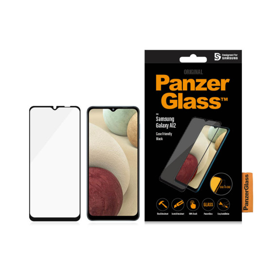 Стъклен протектор PanzerGlass за Samsung Galaxy A12 , CaseFriendly - Черен