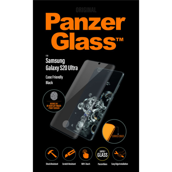 Стъклен протектор PanzerGlass за Samsung Galaxy S20 Ultra Fingerprint CaseFriendly - Черен, 117559