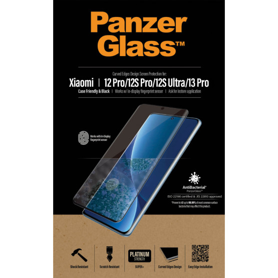 Стъклен протектор PanzerGlass за Xiaomi 12 Pro Case Friendly, Black AB