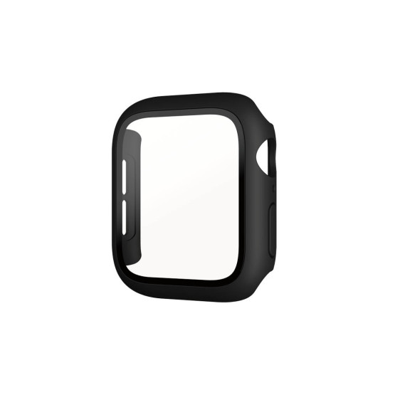 Стъклен протектор за часовник със силиконова рамка PanzerGlass за Apple watch Series 8 /Series 7, 45mm, AntiBacteria - Черна рамка