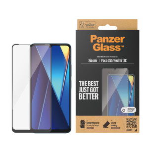 Стъклен протекто PanzerGlass за Redmi 13C / Poco C65 UWF - Черен