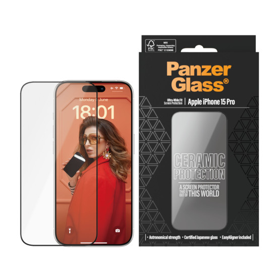 Стъклен протектор PanzerGlass Ceramic Protection за Apple iPhone 15 Pro UWF wA