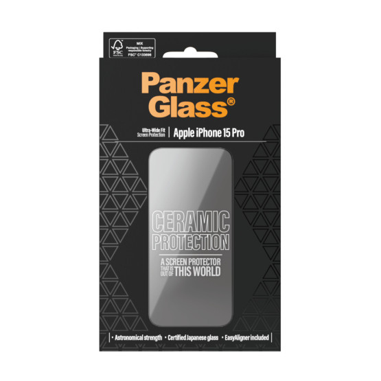 Стъклен протектор PanzerGlass Ceramic Protection за Apple iPhone 15 Pro UWF wA
