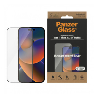 Стъклен протектор PanzerGlass за Apple Iphone 14 Pro Max, UWF, Antibacterial - Черен