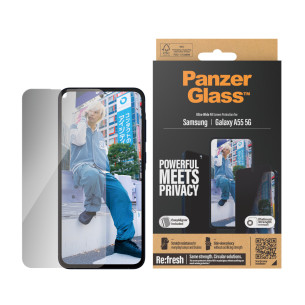 Стъклен протектор PanzerGlass за Samsung Galaxy A55 5G, Privacy, Recycled, UWF, Черен