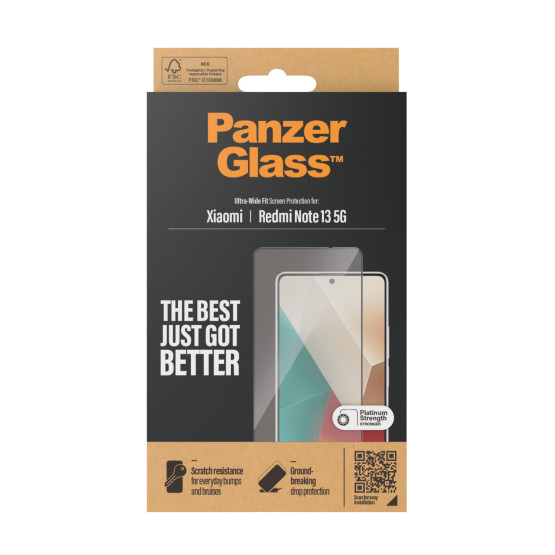 Стъклен протектор PanzerGlass за Xiaomi Redmi Note 13 5G/ Note 13 Pro 4G UWF - Черен