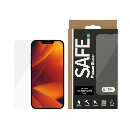 Стъклен протектор Safe за Apple iPhone 14/13/13 Pro,UWF- Черен