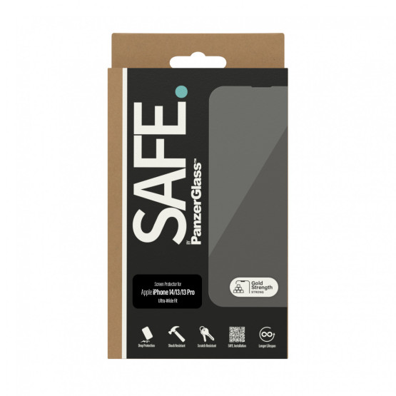 Стъклен протектор Safe за Apple iPhone 14/13/13 Pro,UWF- Черен