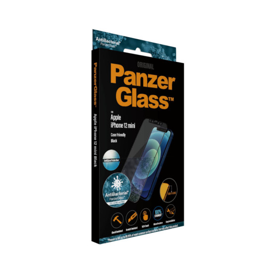 Стъклен протектор PanzerGlass за Apple Iphone 12 mini 5.4 CaseFriendly, AntiGlare, AntiBacterial - Черен