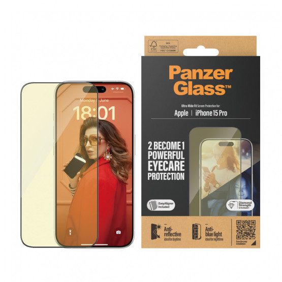 Стъклен протектор PanzerGlass за Apple iPhone 15 Pro AntiR/AntiBL UWF wA