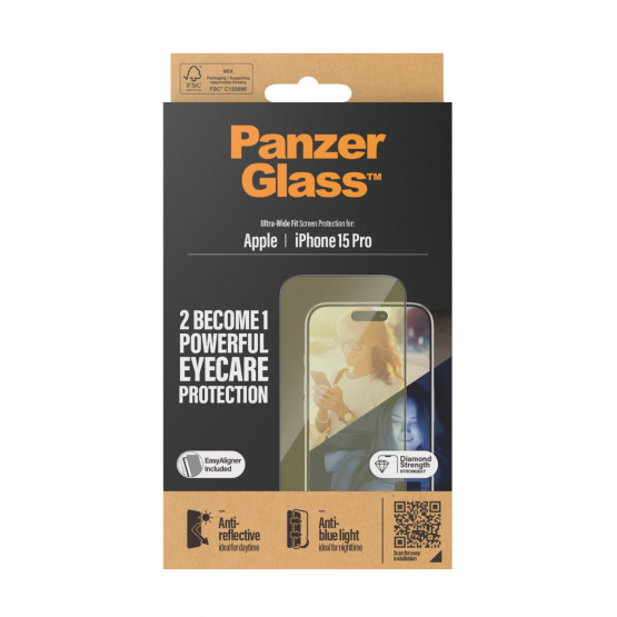 Стъклен протектор PanzerGlass за Apple iPhone 15 Pro AntiR/AntiBL UWF wA