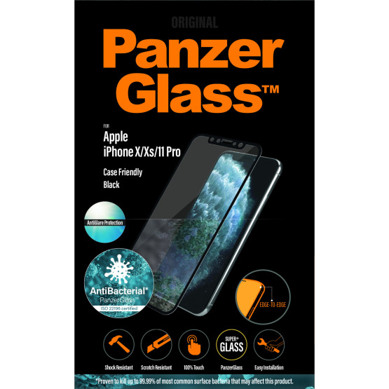 Стъклен протектор PanzerGlass за Apple Iphone X/Xs/11 Pro AntiGlare, CaseFriendly - Черен